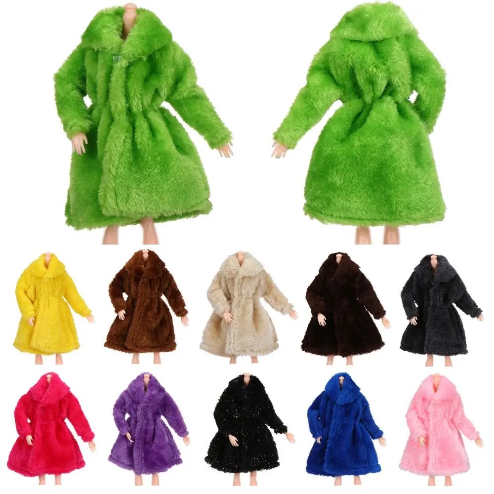 

Green Color Fashion Vintage Overcoat for 29cm Doll Winter Soft Plush Coat Doll Clothes Warm Plush Coat Doll Clothing Accessories