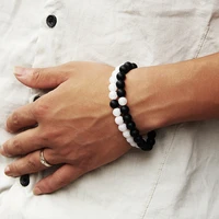 natural stone bracelet for men women black white lava tiger eye agate beads yoga bracelets elastic rope couples jewelry gifts