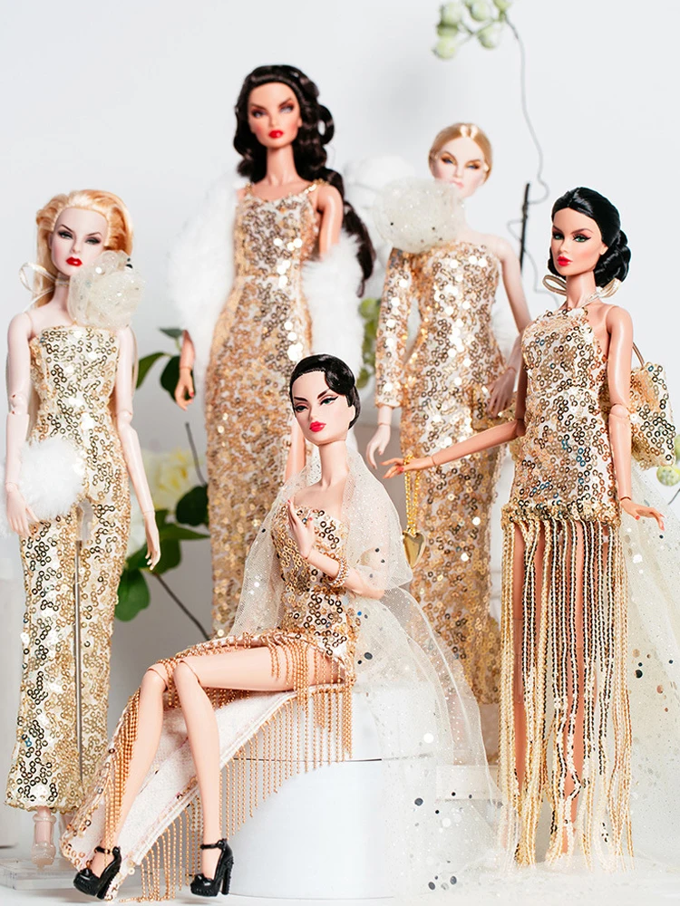 Европейский модный комплект золотых кружевных платьев для 30 см 1/6 аниме