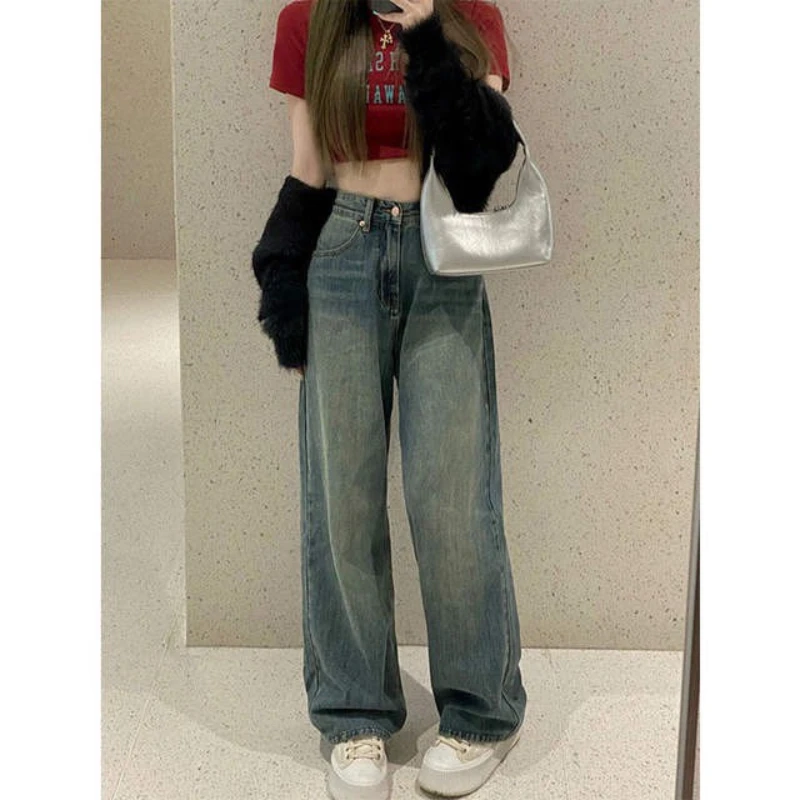 

Gasparine High Waist Wide Leg Baggy Jeans Women Vintage Trend Denim Pants Mom Jean Full Length Straight Trouser Streetwear New