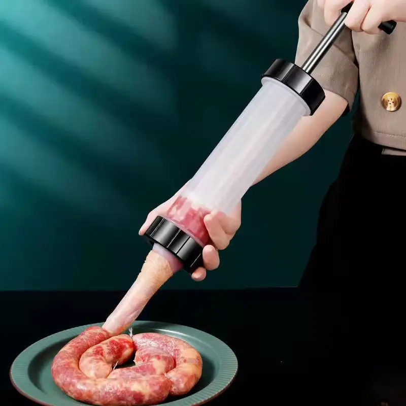 

kitchen Manual Homemade Sausage Tools Stuffer Meat Filling Tool Practical Sausage Syringe Funnel Nozzle For Sausage Making
