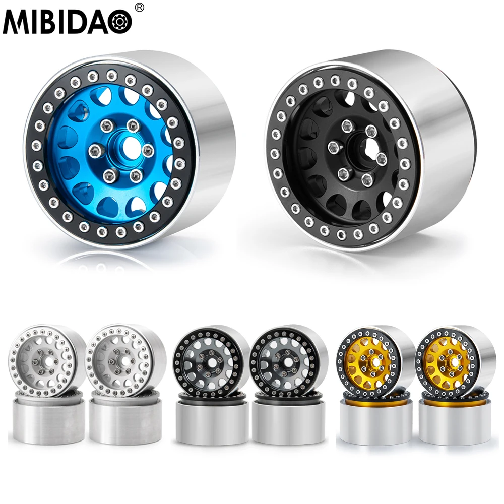 

MIBIDAO 4Pcs Metal Beadlock 1.9 Wheel Rims Hub For 1/10 Axial SCX10 90027 90046 TRX4 Wraith 90048 D90 RC Crawler Car