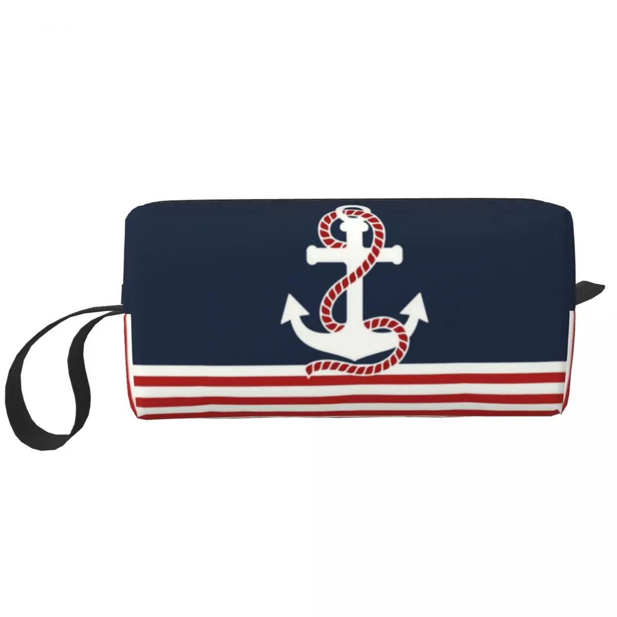 

Navy Blue Stripes Nautical Anchor Boat Makeup Bag for Women Travel Cosmetic Organizer Storage Toiletry Bags Dopp Kit Case Box