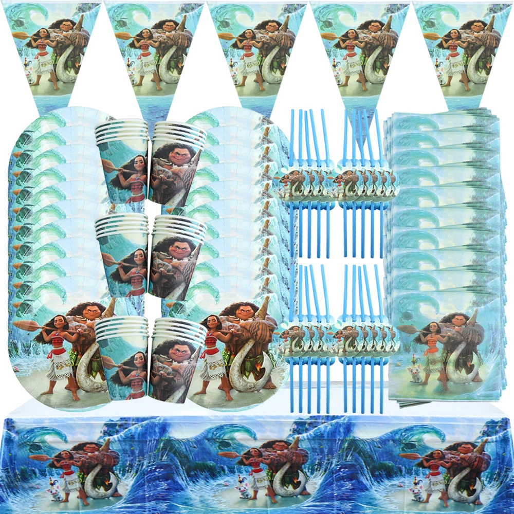 

Disney Moana Theme Girls Birthday Decoration Balloon Disposable Tableware Set Cups Plates Napkin Kids Baby Shower Party Supplies