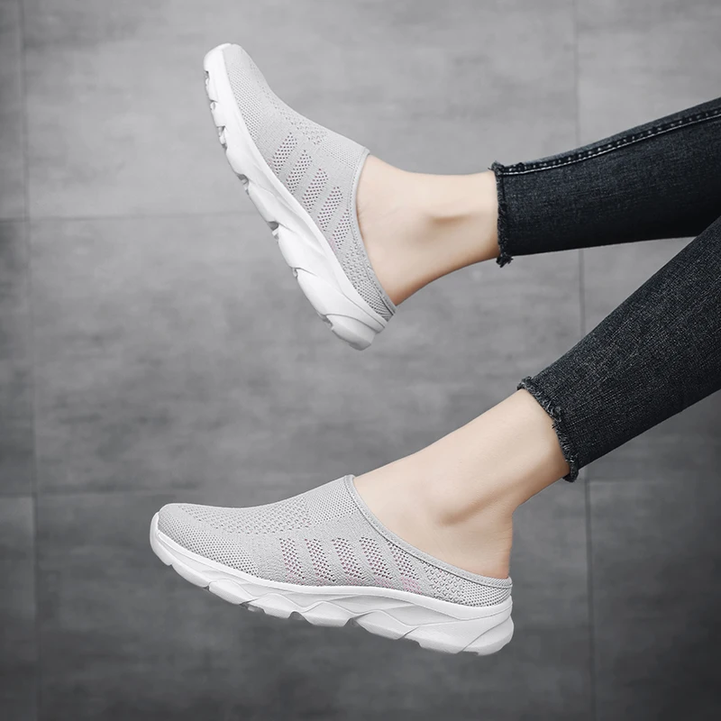 Удобная дышащая сетчатая повседневная обувь для мужчин и женщин полуприцеп