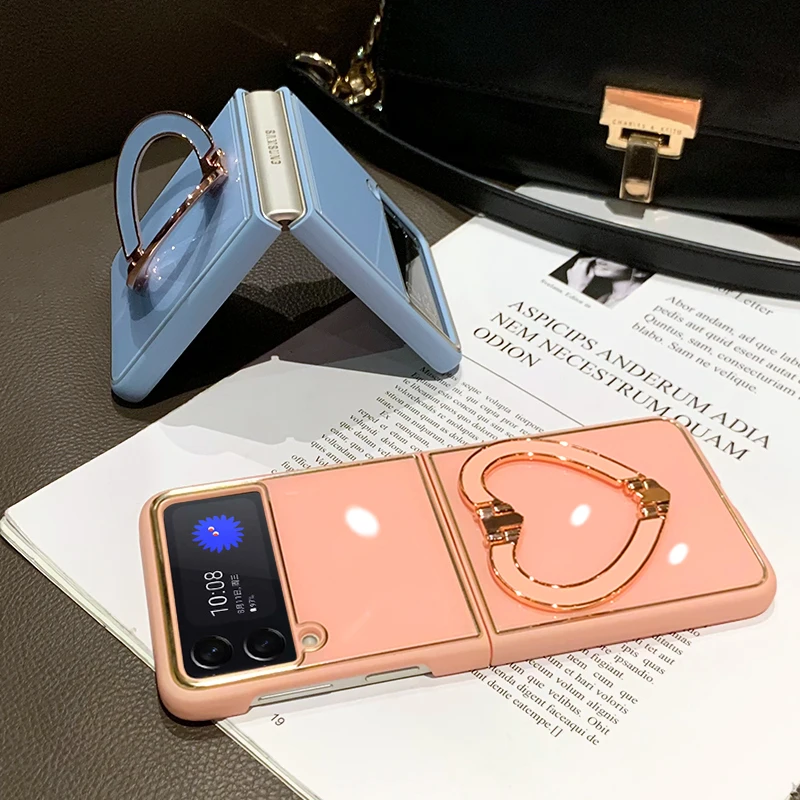Cena Z Flip 3 Etui Do Samsung Galaxy Z Flip 3 5G śliczne Z Miłością Serce Uchwyt Z Powrotem Z Flip3 ZFlip3 Pokrywa Do Galaxy Z Flip 3 Przypadki