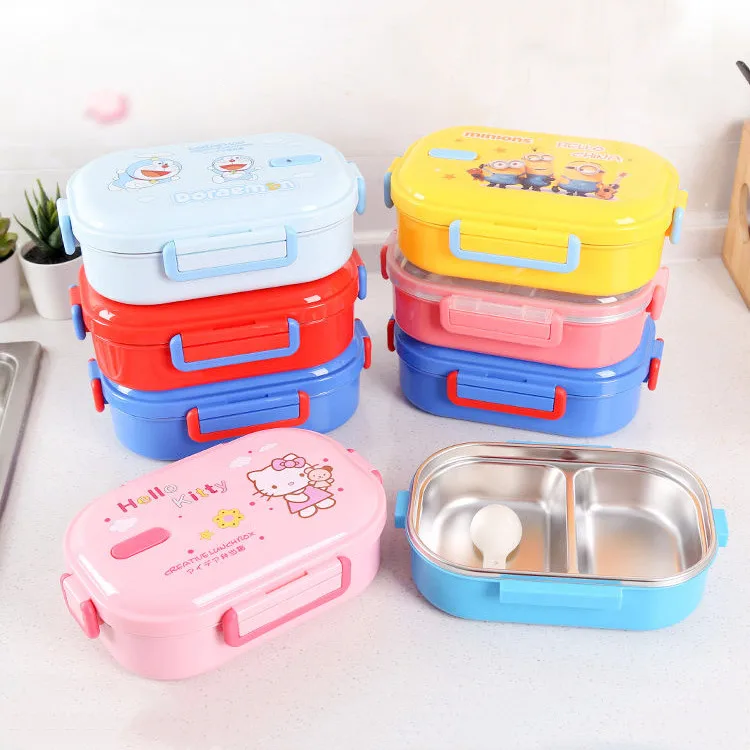 

Kawaii Bento Box Cute Doraemon Spider Man Multifunctional 304 Stainless Steel Double Compartment Portable Lunch Box