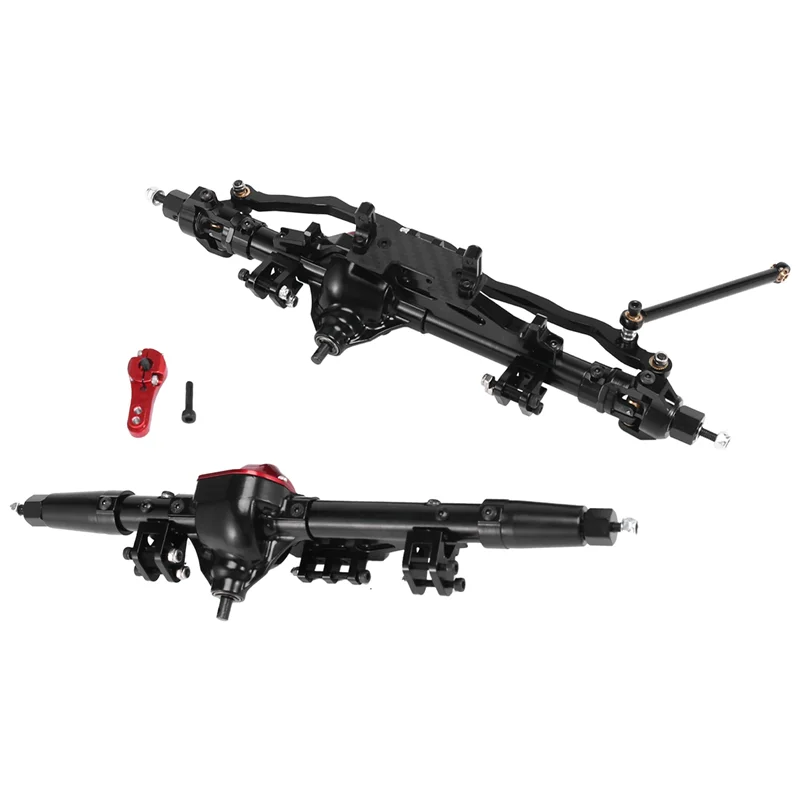 

RC Car CNC Metal Front and Rear Axle with Servo Mount for Axial Wraith 90018 RR10 1/10 RC Crawler Car Parts,Black