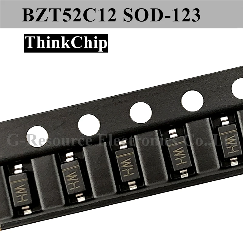 

(100 шт.) BZT52C12 SOD-123 SMD 1206 стабилизированный диод напряжения 12 В (маркировка WH)