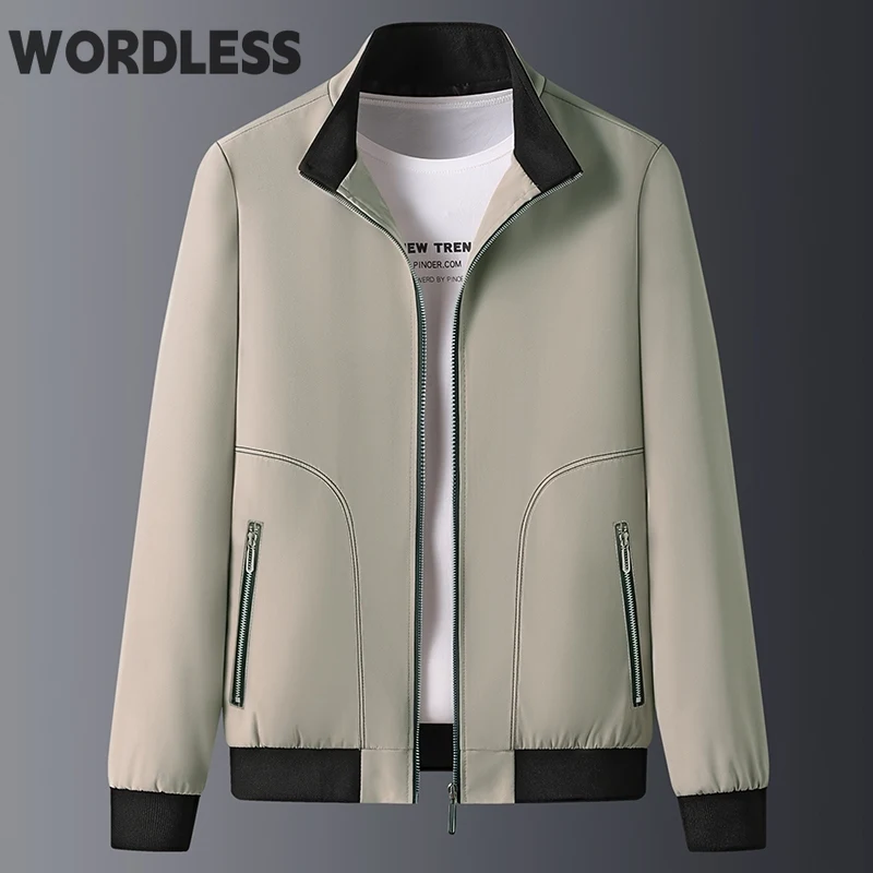 

Spring Autumn New Men's Fashion Jackets Stand Collar Casual Polyester Thin Windbreaker Jacket Baseball Uniform Sports Male Coats