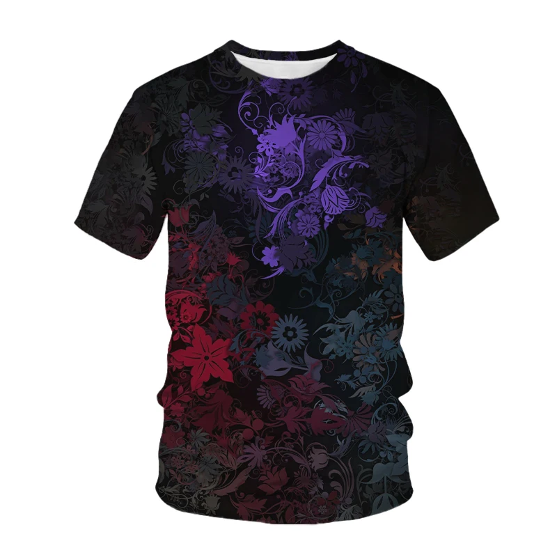 

Футболка мужская летняя с коротким рукавом, крутая забавная тенниска с разноцветным цветочным 3D принтом, майка с принтом на все тело