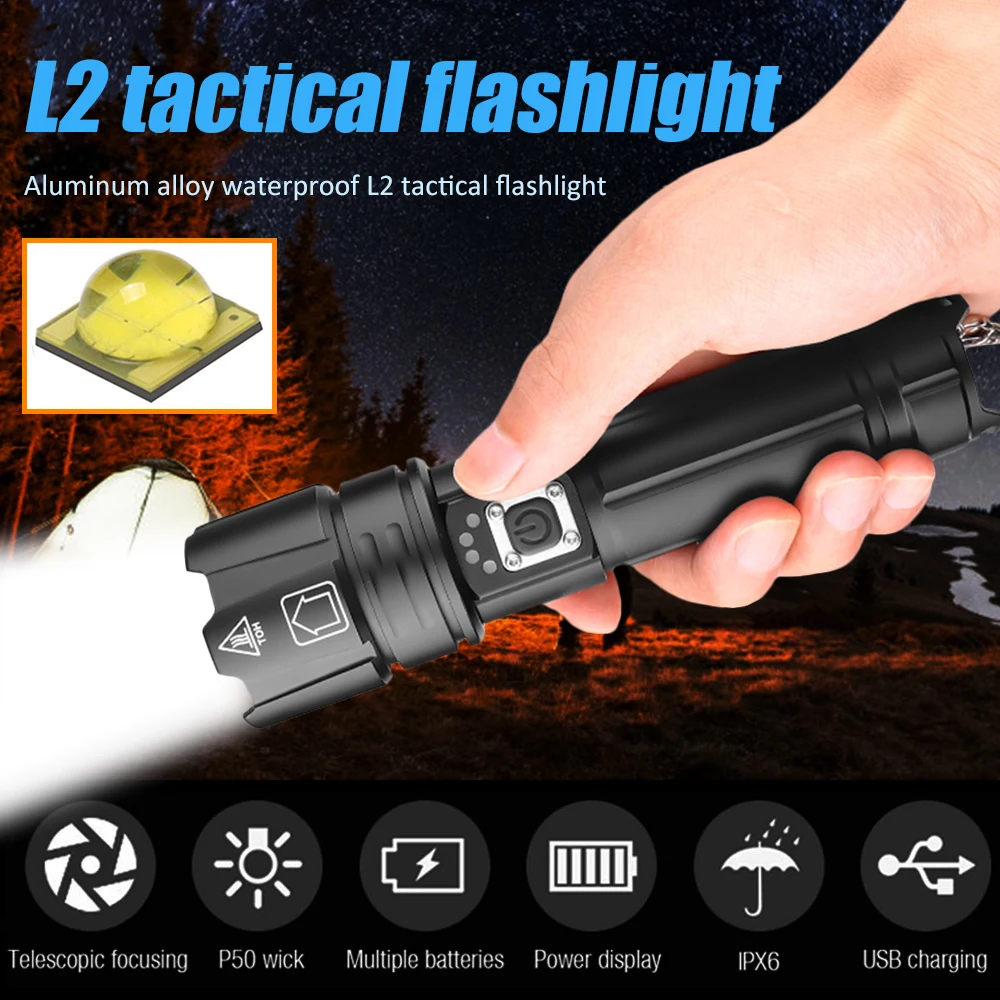 

Retractable Flashlight USB Rechargeable Glare Lighting Rainproof And Waterproof Outdoor Camping Hunting Multifunctional Light