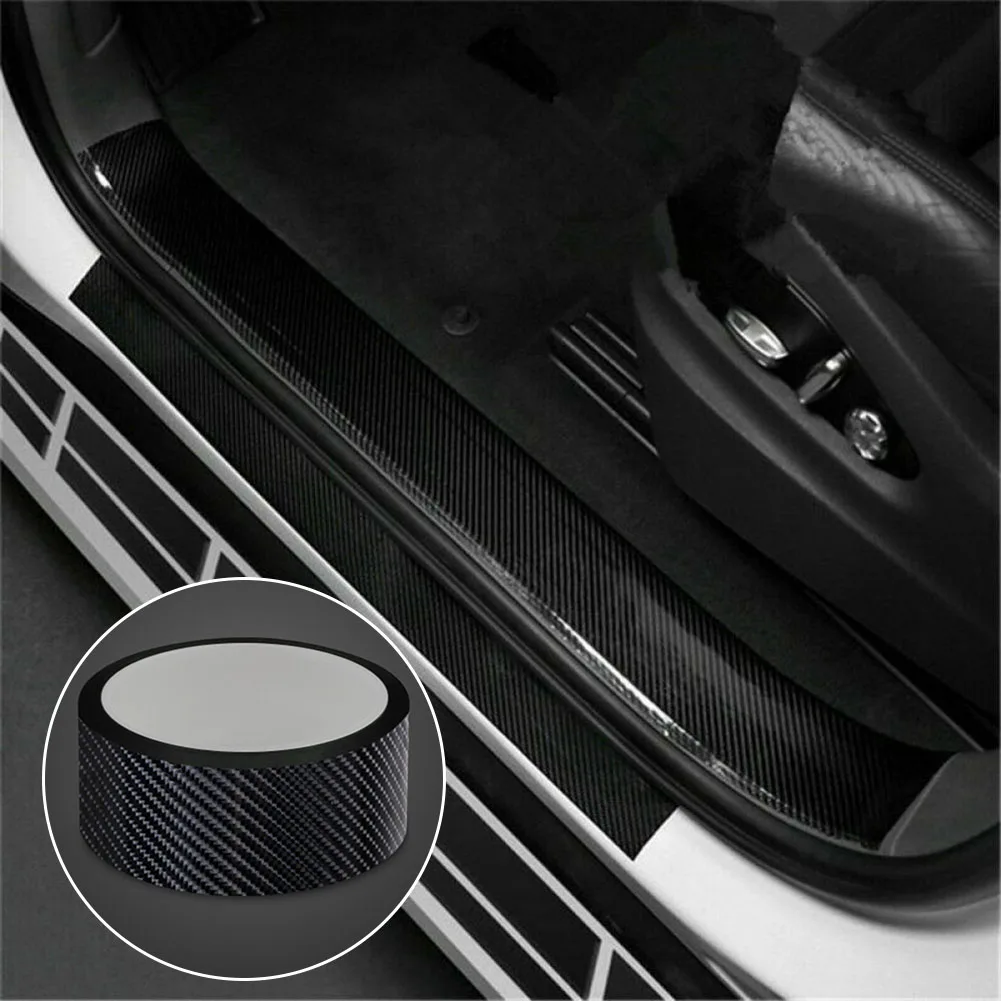 

3cm Carbon Fiber Car Stickers PVC Door Sill Scuff Anti Scratch Tape Protection Film 3CM*300CM For Cars Trucks SUV Accessories