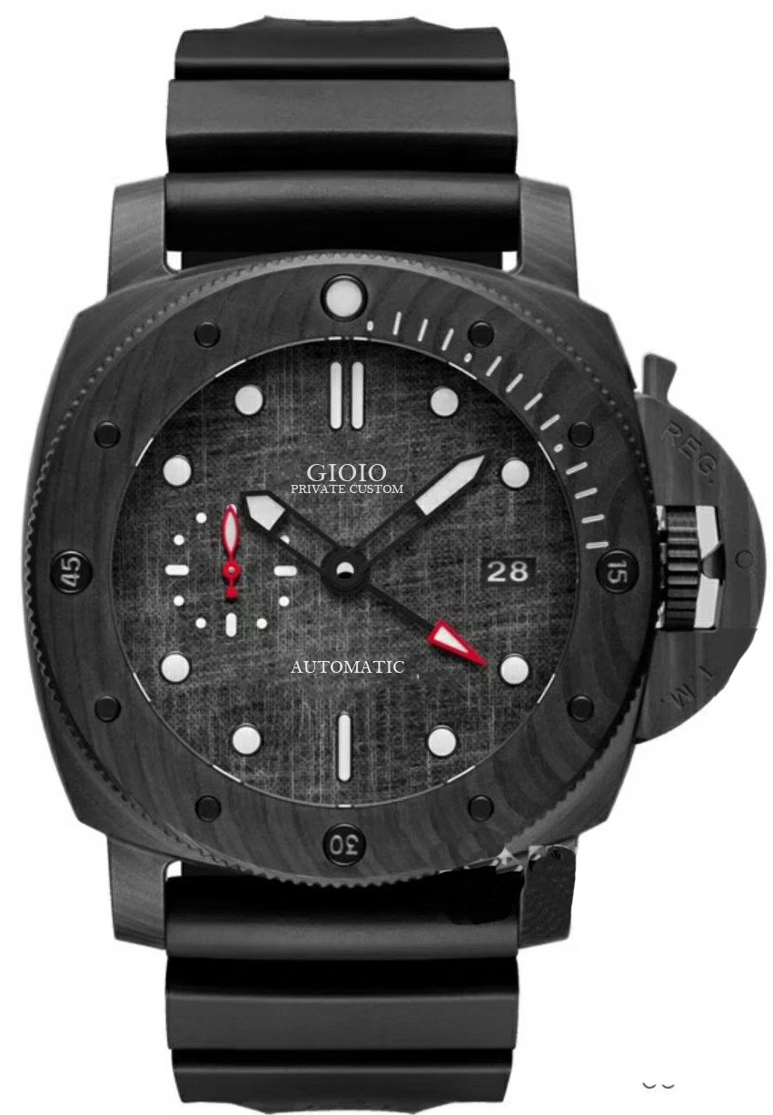 

men automatic mechanical watch black rubber