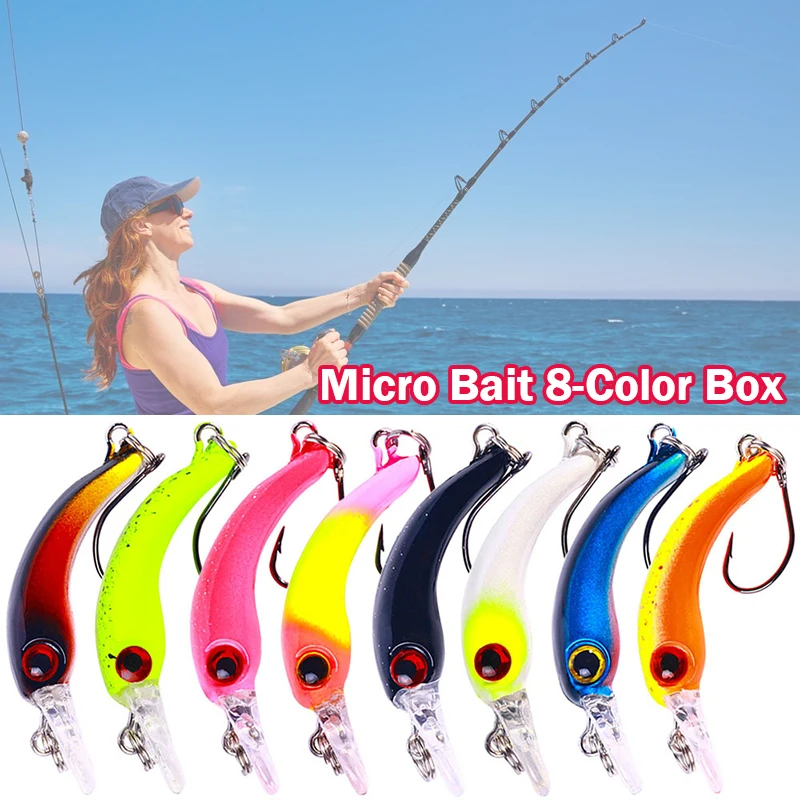 

8Pcs Floating Minnow Fishing Lure 4Cm 1.5G Mini Artificial Hard Bait Crankbait Minnow Single Hook Bait Fishing Accessories