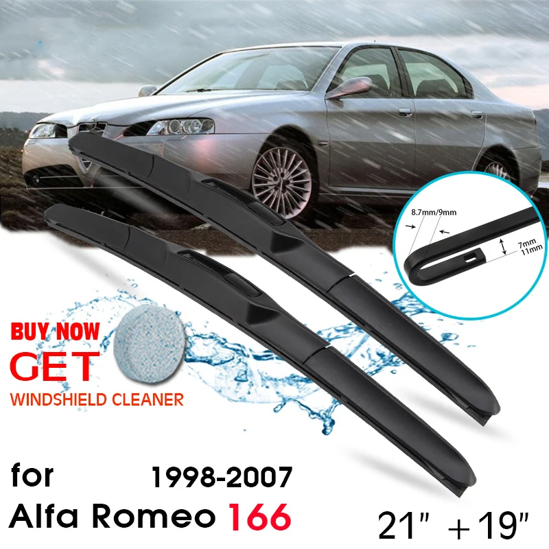 

Car Blade Front Window Windshield Rubber Silicon Refill Wiper For Alfa Romeo 166 1998-2007 LHD / RHD 21"+19" Car Accessories