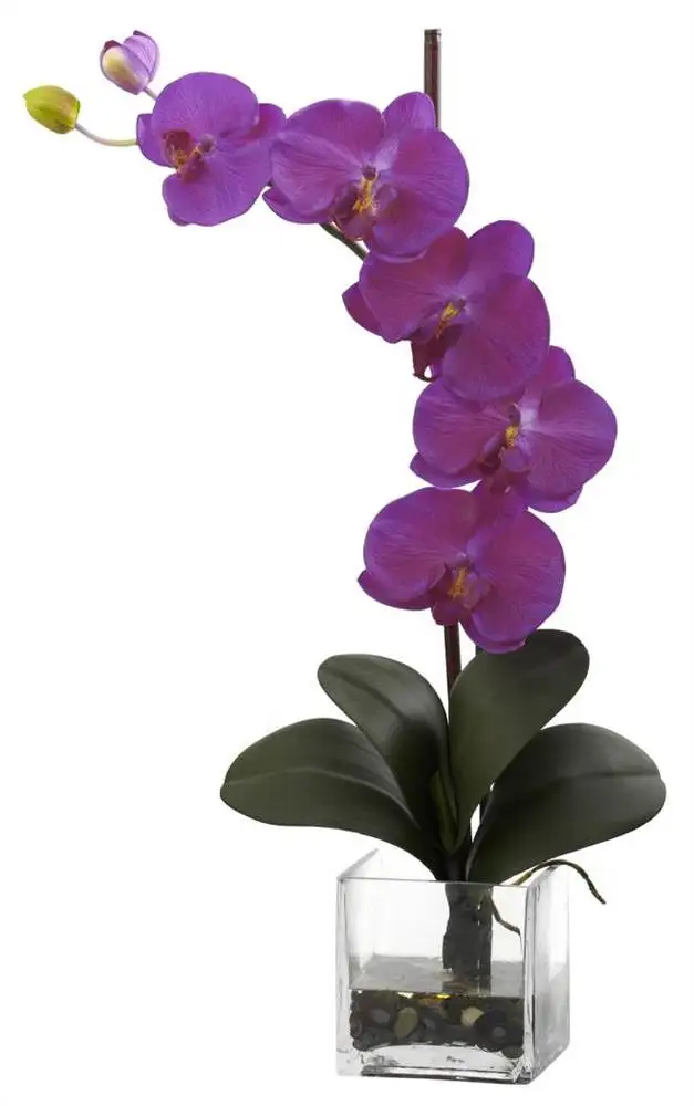 Free shipping Giant Pink Phalaenopsis Orchid Artificial Flower with Vase Arrangement