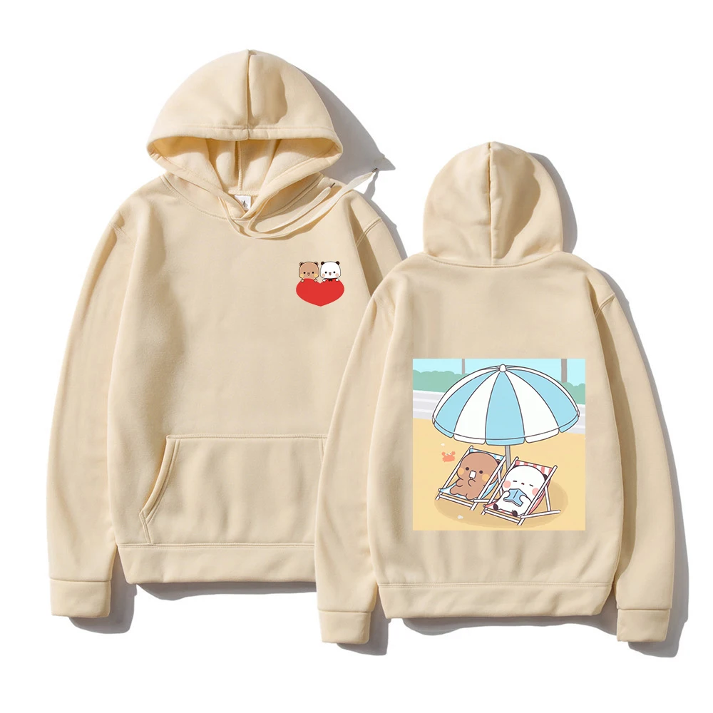 

Толстовка Kawaii с рисунком панды медведя из мультфильма Bubu Dudu Женская толстовка большого размера весна/осень ярко-голубые Топы с длинным рукавом и карманами