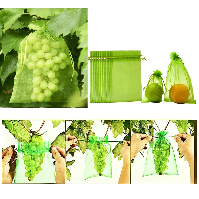 

30pcs Grape Protection Bag Agricultural Drawstring Mesh Bag Anti-insect Anti-bird Plant Fruit Flower Gift Packaging Bag