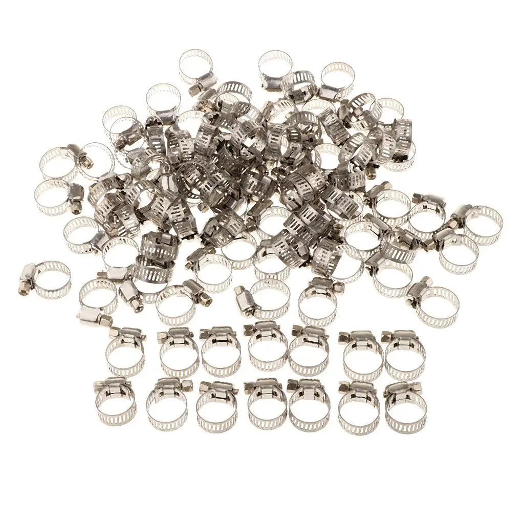 

100 X Hose Clamps Fuel Line Clips Clamp For Petrol Pipe