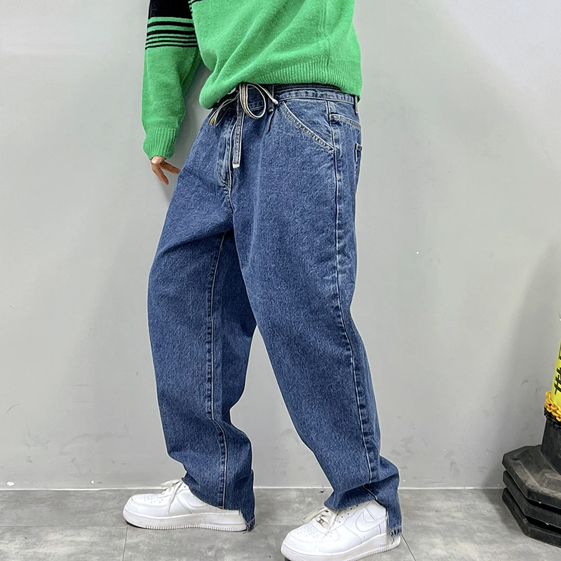 Streetwear Creative Cut Baggy Jeans Korean Style Hip Hop Denim Straight Cargo Pants Men Clothing Harajuku Trousers