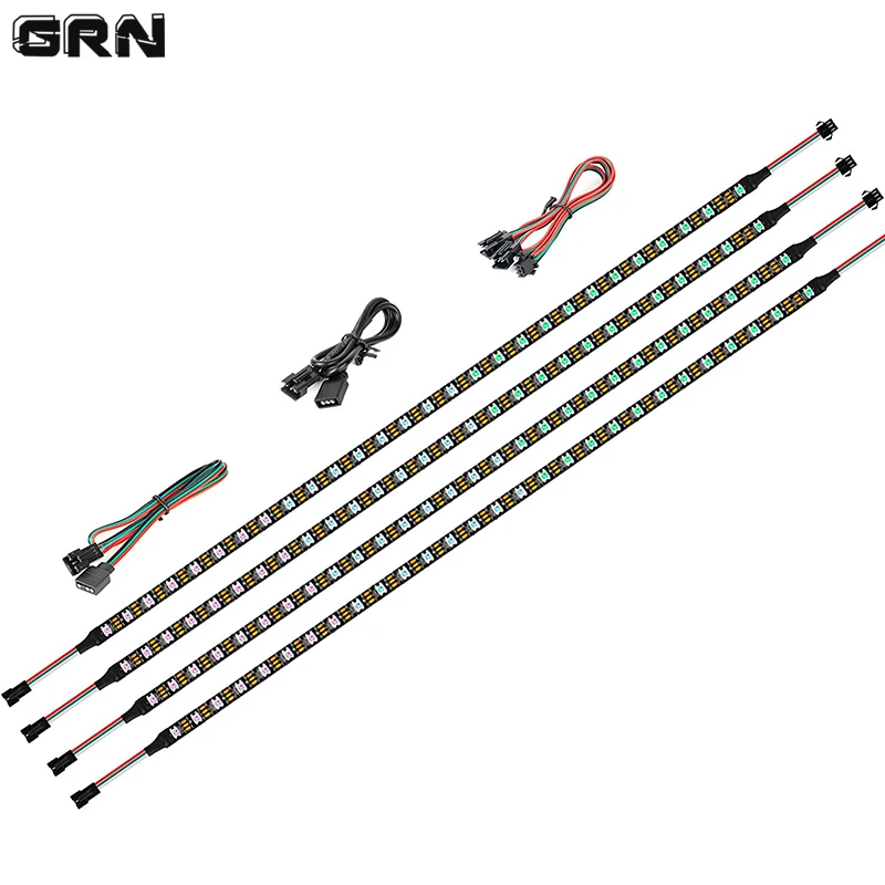 

5V12V WS2812 5050 LED RGB PC Strip Light Kit 2/4pcs Set 0.5m 60leds/m Addressed Flexible Light Strips for Asus Aura Gigabyte Bar