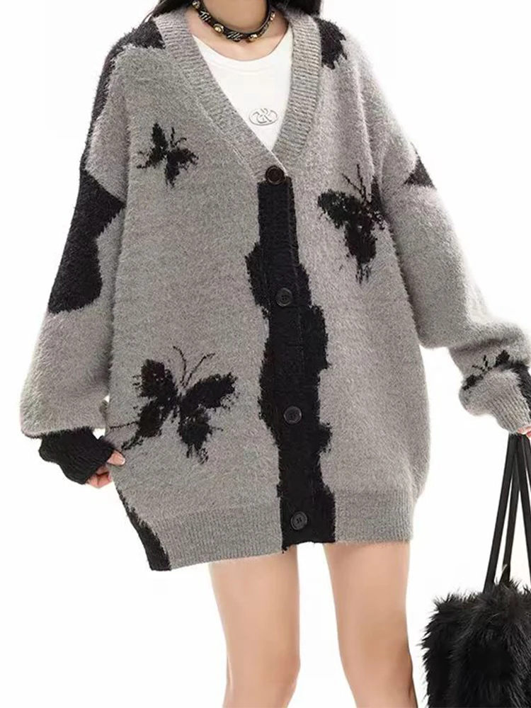 American High Street Couple look Cardigan sweater 2024 New Autumn and Winter Idle Sle All-Matching Knit Outerwear