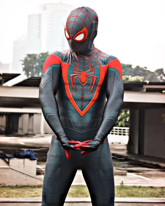

Halloween Miles Morales PS5 Suit Adults Kids Peter Parker Superhero Cosplay Costume Full Bodysuit Zentai Second Skin Suit