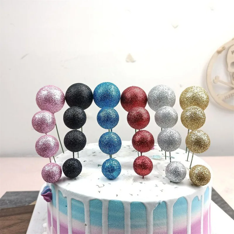 

20PCS Cake Topper Ball Set 2cm-4cm Spheres DIY Birthday Cake Christmas Decoration For Party Celebrate Wedding Glitter Balls