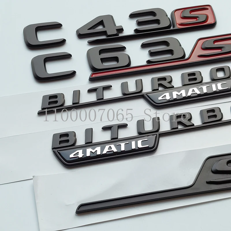 2017 матовые черные буквы V8 Biturbo 4matic Эмблема для Mercedes Benz AMG C43 C63S Coupe автомобильный