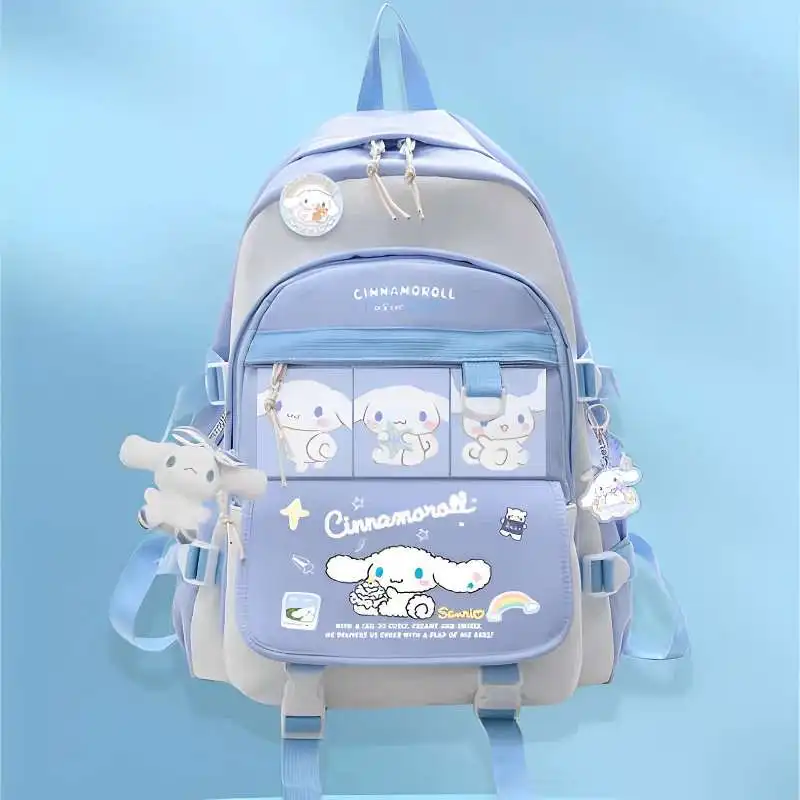 

Плюшевый рюкзак в стиле аниме Sanrio Cinnamoroll для девочек и мальчиков, школьный портфель черного и синего цвета, кавайная школьная большая сумка для учеников, Рождественский подарок