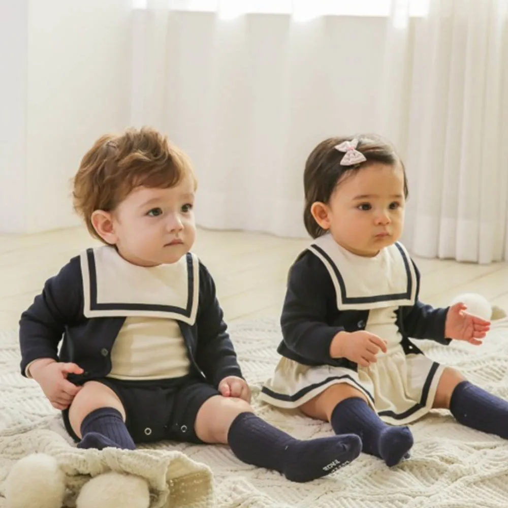 

Menoea Brother and Sister Outfits Baby Clothes Rompers 2022 Spring and Autumn Baby Navy Collar Romper Jumpsuit One-piece Sets