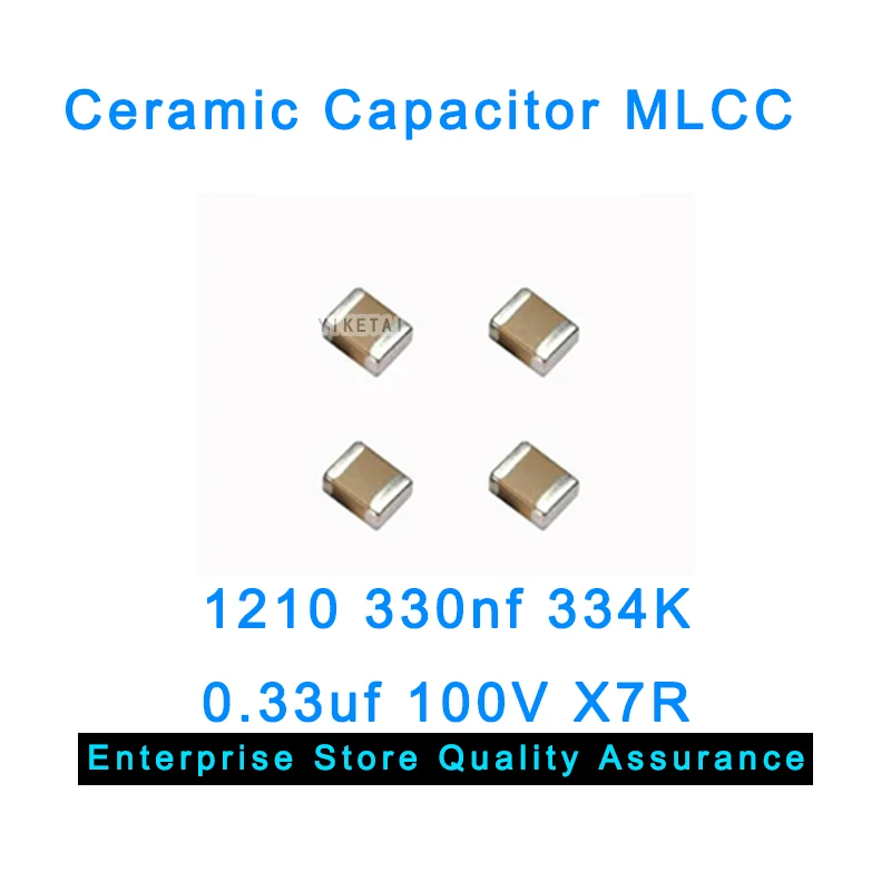 

Ceramic Capacitor MLCC SMD1210 330nf 10% 334K 0.33uf 100V X7R 50 pieces Advantageous Stock