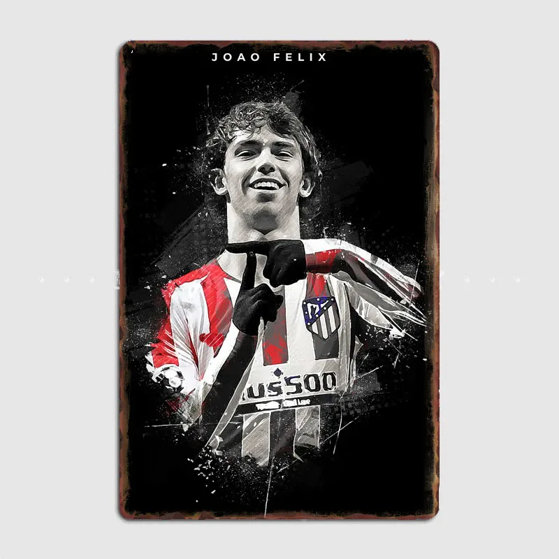 Фото Joao Felix Player металлический плакат знак спортивный зал гараж клуб фреска винтажный бар настенное украшение комнаты домашний декор №2