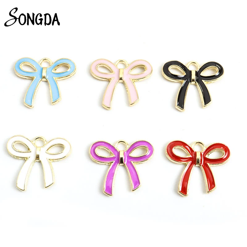 

20Pcs/lot Colorful Enamel Cute Bows Charms for Pendant Necklace Keychains Earrings DIY Jewelry Making Handmade Findings Crafts