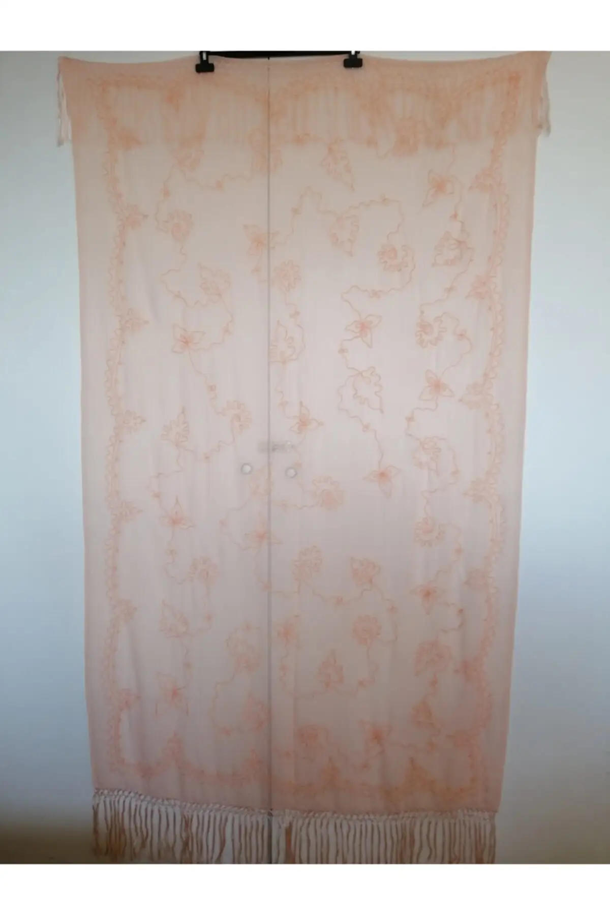 

Women's Pareo Authentic Grained Salmon Chain Work embroidery Flush Long Tassel X Cm Swimwear Cover Up Dress Sexy Tunic