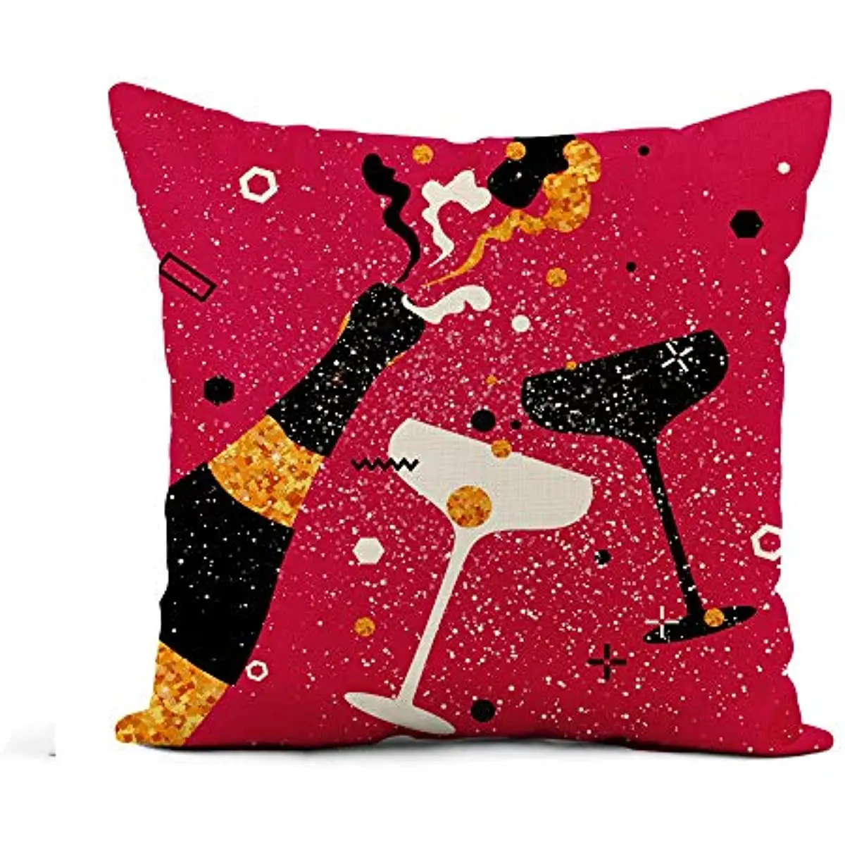 

Богатые бокалы и флаконы цвета шампанского, праздничные спиртовые напитки, Стандартная Наволочка, домашний декор, квадратная хлопковая льн...