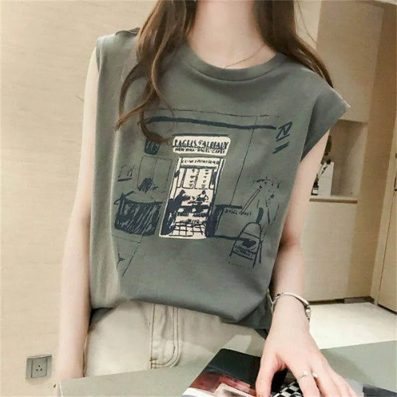 Хлопковый жилет женские топы летние новые корейские модные повседневные