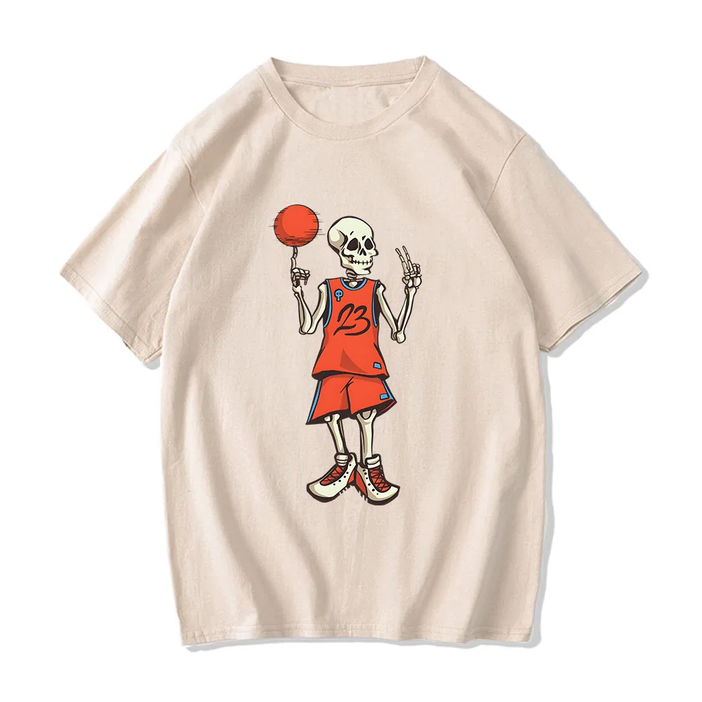 

Skeleton Basketball Sense of Design Tshirts Female Unisex 100% Cotton T-shirts Spring and Summer T Shirts Stick Figures Harajuku