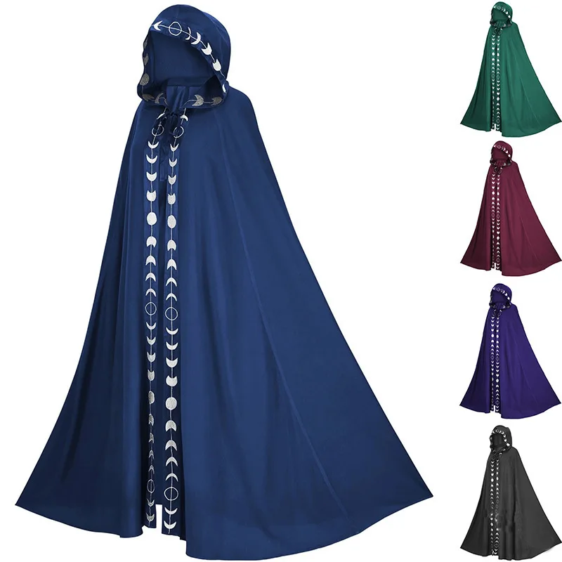 

Renaissance Medieval Cloak Gothic Hooded Robe Open Front Poncho Cape Halloween Christmas Cosplay Costume Cloak Kids Aldult