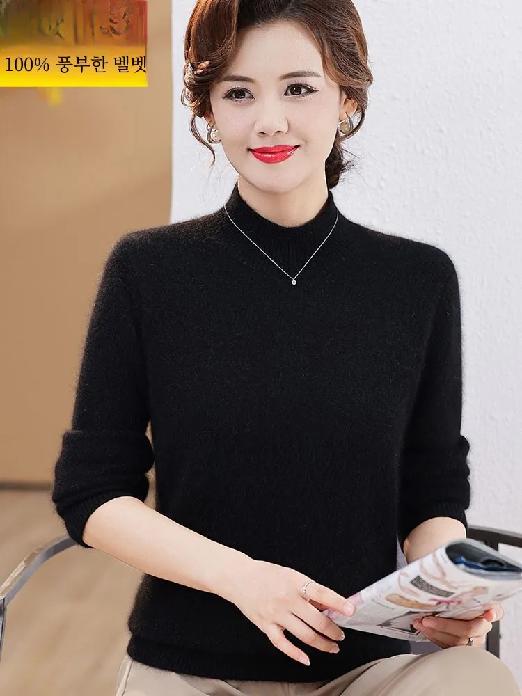 Женский кашемировый свитер Hengyuanxiang 00 из чистого кашемира для среднего и пожилого