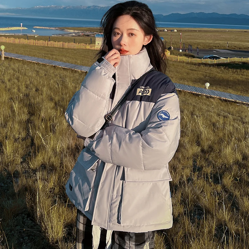 2022 jacket thickened coat women's color matching coat new down thickened coat winter coat women's thickened warm parka women