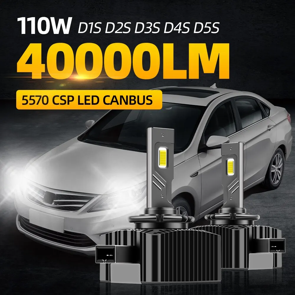 Roadsun D1S Led Headlight Bulbs Canbus 40000LM 110W D3S D2S D4S D5S Auto Xenon Bulbs Replacement 12V 6000K CSP Chip