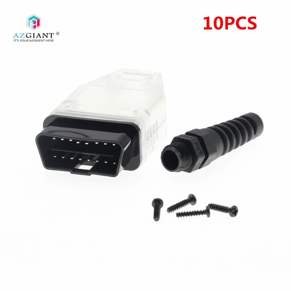 

10pcs/lot 16pin obd connector obd2 MALE Adaptor eobd2 obdii J1962 plug obdii plug with screws