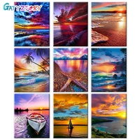 gatyztory sunset landscape painting by number drawing canvas acrylic picture by numbers gift home decoration handpainted wall ar