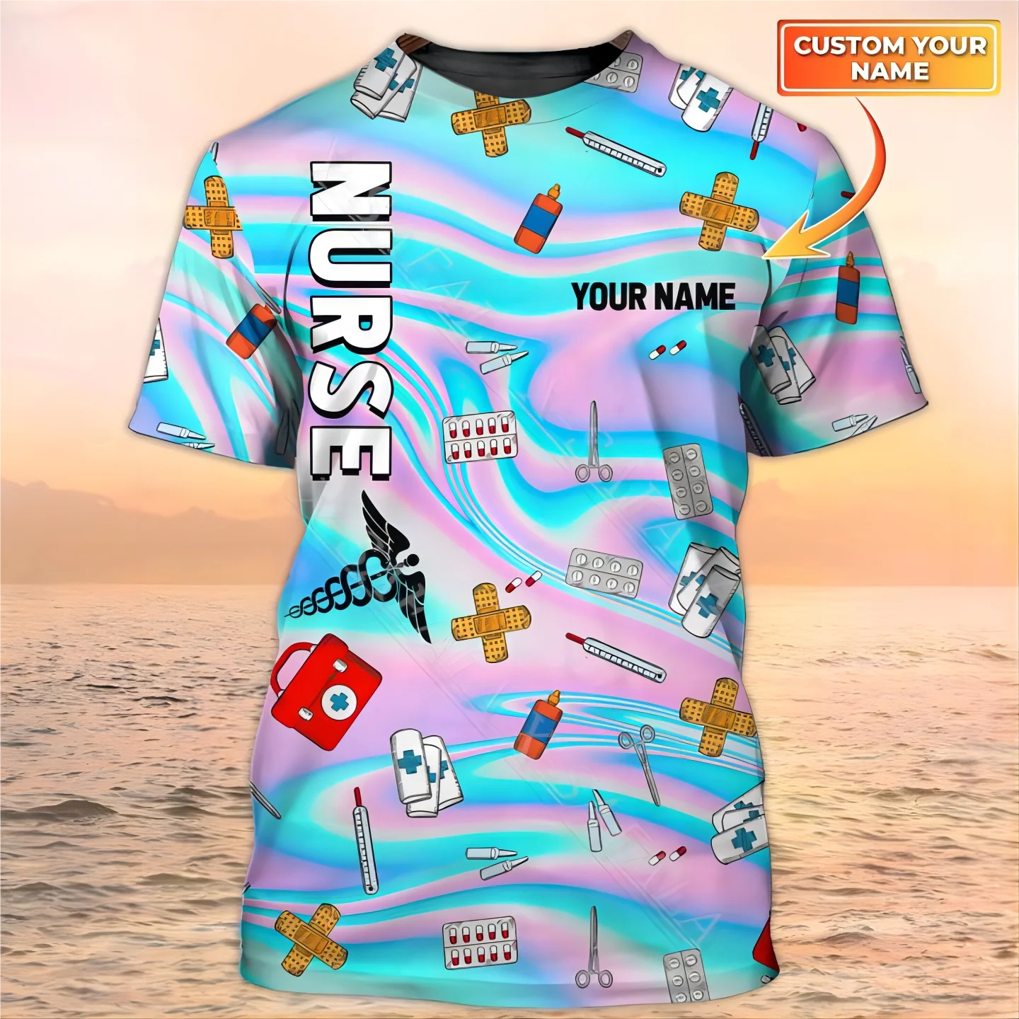 

Caregiver Nurse Uniform EMS EMT Personalized Customed 3D Printed High Quality T-shirt Summer Round Neck Men Female Casual Top-4