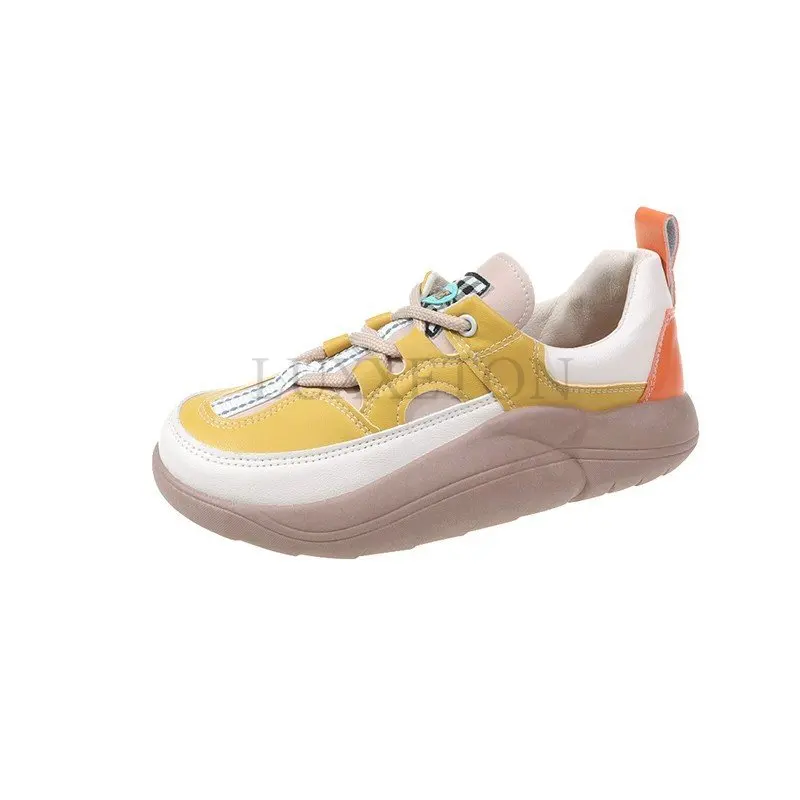 

Женские кроссовки на платформе, повседневная спортивная обувь для отдыха, Вулканизированная подошва, обувь из искусственной кожи для поход...