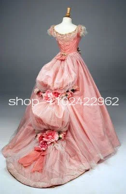 

Персиковое розовое платье для маскарада в викторианском стиле, платье для выпускного вечера с цветочным рисунком и рюшами, костюм из фильма «Белль», вечернее платье