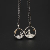 wangaiyao new fashion personality wild little fox and little prince temperament titanium steel two color couple necklace birthda