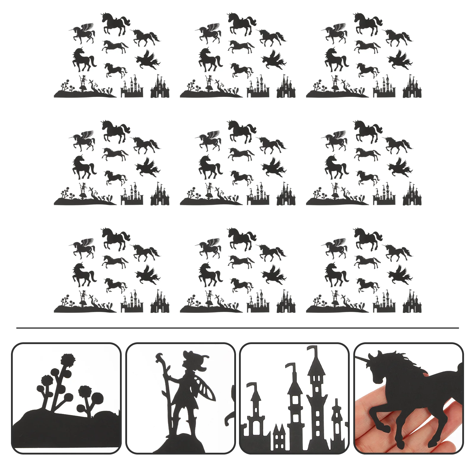 

60 Pcs Outdoor Decor Mason Jar Silhouette Cards Lantern Jars Unicorn Creative Paper Girl DIY Jam